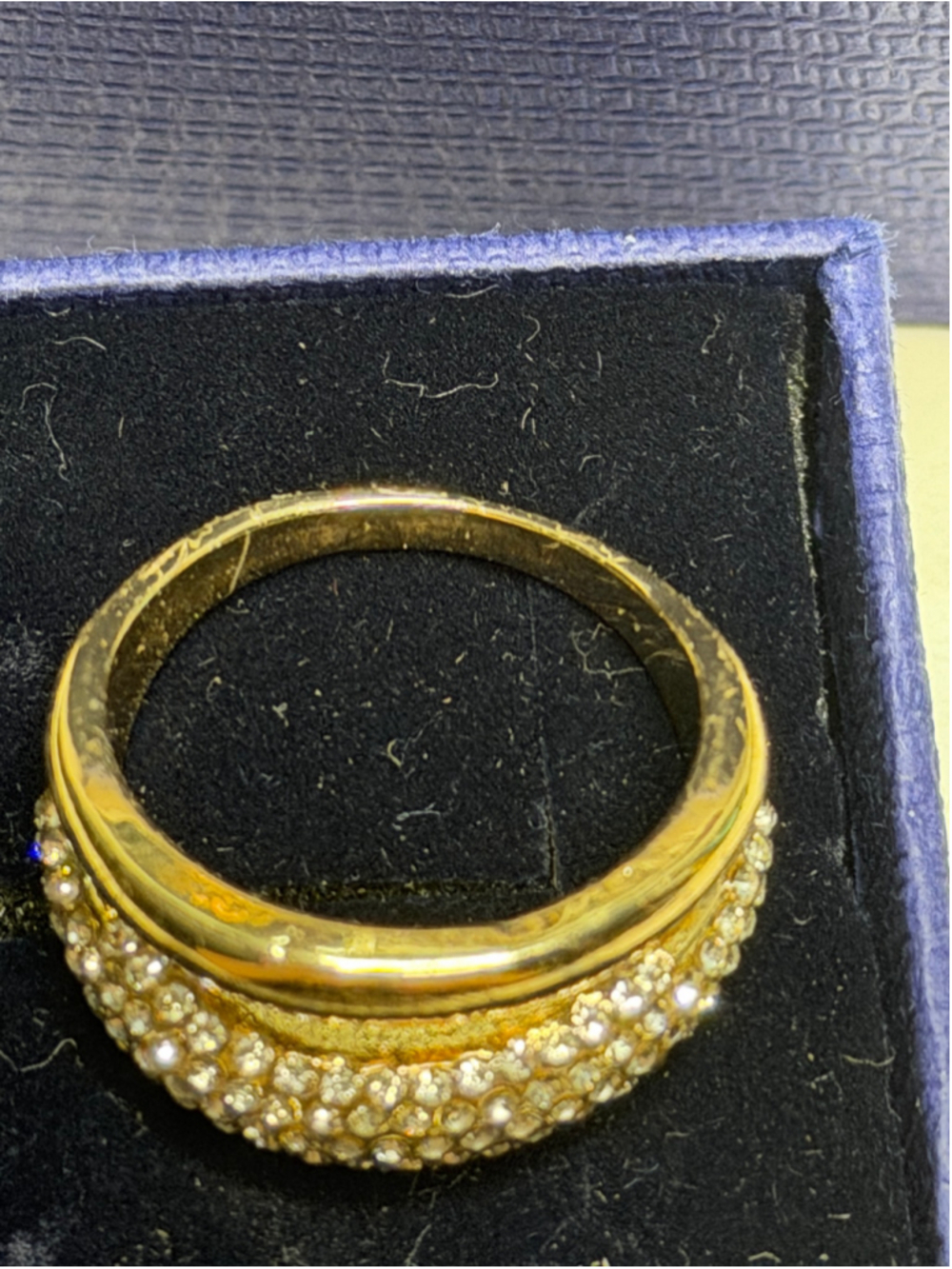 Women's Swarovski Gold Tone Clear Crystal Pave Ring One Size - Picture 4 of 4